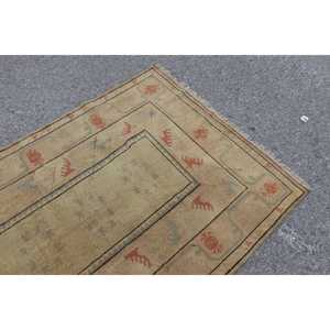 พรมตุรกีขนาด 3.9x6.9 ฟุต สีน้ำตาล พรมขนสัตว์วินเทจแบบเปอร์เซีย - Product Image 5