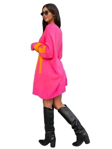 Cárdigan Largo Casual de Cuello Redondo para Mujer, Otoño/Invierno, con Logotipo Frontal Personalizado OEM/ODM y Patrón Geométrico - Product Image 3