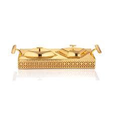 ชุดเก็บและภาชนะใส่อาหารและของหวานโลหะสีเงินและสีทองสองส่วนที่ทันสมัย - Product Image 3