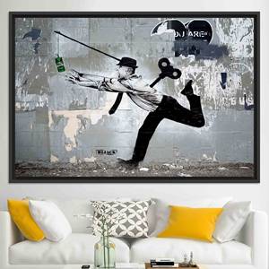 Tableau imprimé sur toile : Décoration murale Graffiti « Money Lover », TOILE ENCARTÉCHÉE NOIRE - Product Image 1