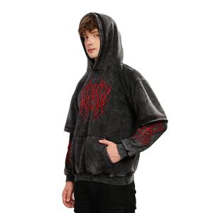 2025 Hot <b>Sale</b> Factory Direct <b>Sale</b> Men Acid <b>Wash</b> 100% Cotton Hoodies Custom Logo Solid Acid <b>Wash</b> Hoodies <b>For</b> Men - Product Image 2