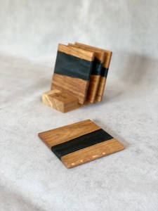 Posavasos de resina epoxi negra de madera de nogal cuadrado de último diseño, utensilios de cocina perfectos para Hotel, accesorio de mesa, decoración de comedor elegante - Product Image 6
