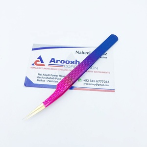 แหนบต่อขนตาสองโทนสีทองด้ามยึดเพชรทำจากสเตนเลสสตีลทนทาน - Product Image 3