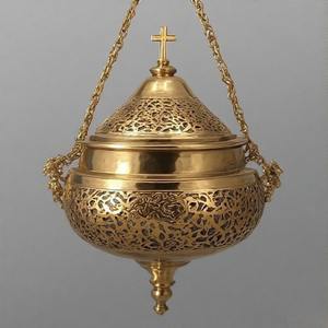 DevotaFume Divine Smoke Encensoir en métal orné Brûleur d'encens d'église traditionnelle avec chaîne en laiton poli vintage - Product Image 6