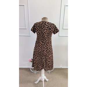 Vestido Midi Supreme de Manga Corta para Mujer con Cuello con Cremallera y Estampado de Leopardo, 34667 - Leopardo - Product Image 6