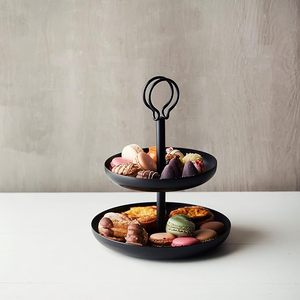 Premium Black Metal 2 <b>Tier</b> Round <b>Cake</b> Stand For Table Top & Party Decoration at Reasonable Price From India - Product Image 2