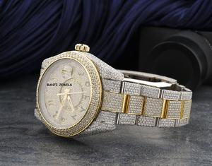 Montre de luxe bicolore sertie de moissanite, montre de luxe hip-hop entièrement sertie de diamants - Product Image 1