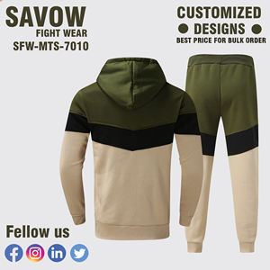 Survêtement de sport pour hommes avec pantalon de jogging en polyester respirant à séchage rapide et taille élastique et veste zippée intégrale, adapté aux équipes et aux salles de sport - Product Image 3