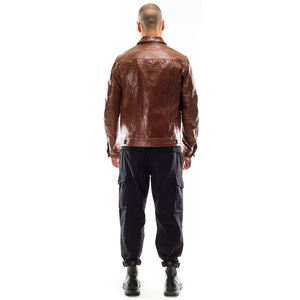 Chaqueta de cuero OEM para hombre, ropa de calle ajustada hecha a medida, estilo motorista, prendas de vestir exteriores, marca de proveedor a granel - Product Image 2