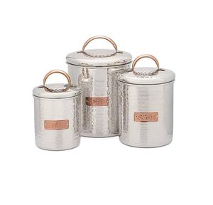 Dernier ensemble de boîtes de rangement décoratives en cuivre et fer pour ustensiles de cuisine, thé, café et sucre - Product Image 2