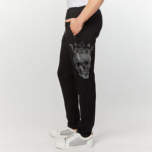 Pantalons de survêtement décontractés évasés pour hommes, 100% coton, lavage à l'acide, joggers surdimensionnés, streetwear, strass, OEM personnalisé, respirant - Product Image 4