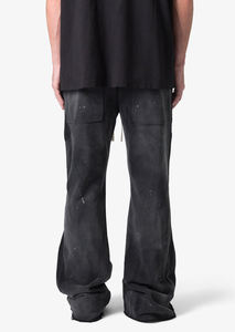 Pantalones de chándal acampanados con cordón lavado negro para hombre, pantalones informales de lona de gran tamaño con salpicaduras de pintura personalizada - Product Image 5