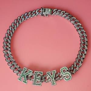 Pendentif en diamant Moissanite avec chaîne cubaine bling breloque en or massif - Product Image 3