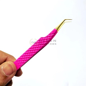 แหนบขนตาสแตนเลส45องศาที่จับสบายเครื่องมือความงามเคลือบสีชมพูแบบมืออาชีพ - Product Image 6