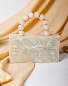 Bolso de Mano de Lujo para Mujer, Bolso de Mano con Estampado de Perlas de Resina, Decoración Ligera - Product Image 1