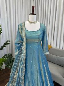 Conjunto de Salwar Kameez de Seda Georgette de Alta Costura, Color de Moda, Aspecto Elegante, con Dupatta a Juego para Fiesta, Stock 2026 - Product Image 4