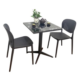 CBCF202 Stone Top Coffee Table and 2 Plastic Chairs for <b>Restaurant</b> <b>Sets</b> - Product Image 1