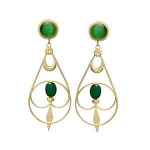 Pendientes llamativos de piedras preciosas de ónix verde de diseñador con pendientes de tuerca de piedras preciosas verdes - Product Image 1