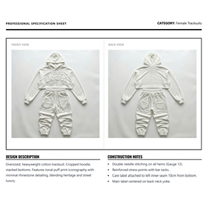 Conjunto Deportivo Urbano para Mujer, Ecológico, Transpirable, Ligero, de Nailon/Algodón, 300 g/m², Sudadera Holgada de Corte Cuadrado, Pantalones Anchos - Product Image 6