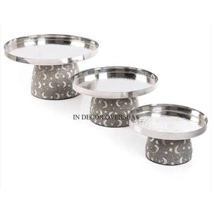 Round Shape Silver Color Finishing Shiny Polished Palm <b>Tree</b> Designer High Standard Quality Metal Serving Tray In Lowest Price - Product Image 2