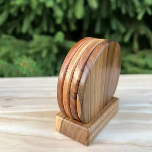 Sous-verre en bois design de forme ronde et carrée avec petit support au prix de vente total par Crescent Crafts - Product Image 2