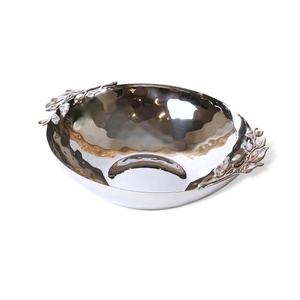 Bol de service en métal à 2 compartiments avec poignée Bol de service de fruits secs en aluminium de forme ovale de dernière conception par Home Arts - Product Image 6