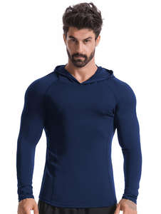 Ustomized-Camiseta deportiva con capucha para hombre, ropa de compresión con manga larga, para correr y gimnasio - Product Image 4