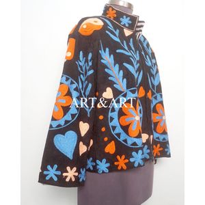 <b>Floral</b> Embroidery Button Cotrise <b>Quilted</b> Jacket Cotton Stripe Lining Handmade Winter Autumn Quick Dry Style Party Wear - Product Image 4