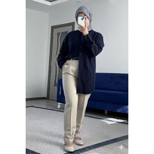 Pantalon taille haute pour femme, coupe carotte, en tissu Oxford, avec ceinture, respirant, infroissable, taille XL, coloré, décontracté, idéal pour le bureau - Product Image 2