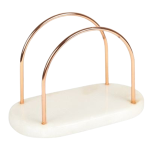 Porte-serviettes en or rose de haute qualité, design en métal et marbre, vaisselle et vaisselle jetables uniques - Product Image 1