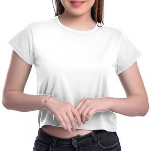 เสื้อยืดเอวลอยสำหรับผู้หญิงผ้าคอตตอนโพลีเอสเตอร์ดีไซน์ล่าสุดฤดูร้อน - Product Image 1