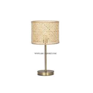<b>Rattan</b> Jute Classic Table Decoration Lightening <b>Lamps</b> Classic New Stylish Round Shape Antique Metal Brass Floor Table Top <b>Lamps</b> - Product Image 1