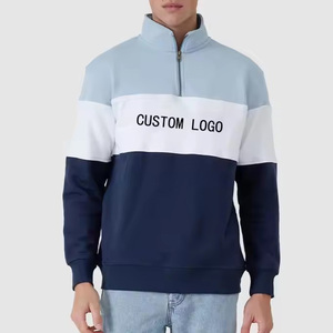 100% coton personnalisé OEM pull pull 1/4 quart demi fermeture éclair sweat pour hommes avec broderie 3D élégant basiques sweat - Product Image 1