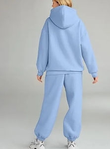 Conjunto de ropa deportiva informal para mujer Sudadera con capucha LongWinter Nuevo estilo Cómodo Conjunto de ropa deportiva sólida de peso pesado - Product Image 2