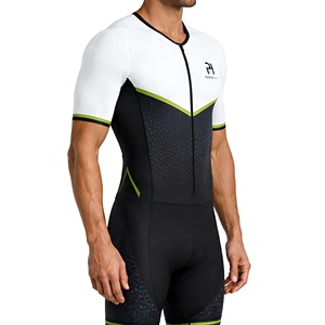 Combinaison de cyclisme à prix de gros, blanche et noire, à fermeture éclair intégrale, manches courtes, aérodynamique, compression, uniforme de cyclisme, tenue de triathlon - Product Image 3