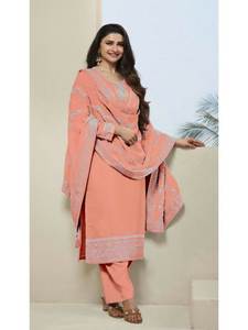 Ensemble Kurti et Bas en Soie Brodée de Haute Qualité Prachi Desai, Longueur Genou, avec Bordure en Dentelle, Dupatta pour Femmes, Tenue de Soirée, Non Cousu - Product Image 4