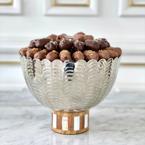 Cuenco para servir chocolate Decoración de mesa moderna Servidores de chocolate Platos de acero inoxidable con cuenco de soporte de madera - Product Image 2