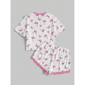 Nouveau modèle Deux pièces de qualité supérieure Logo et taille personnalisés Style décontracté 100% coton Ensemble t-shirt court pour femmes - Product Image 4