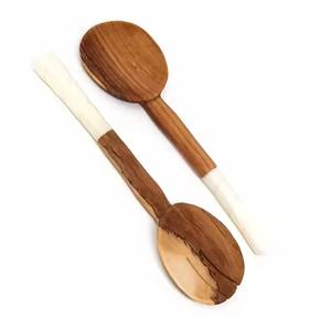 <b>Wood</b> Salad Server Spoon <b>Set</b> Classic Design Dinner Table decorate <b>Ice</b> <b>Cream</b> Used Spoon - Product Image 2