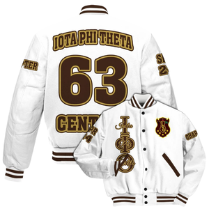 Iota Phi Theta 1963 Classic Brown Gold Letterman Jacket Varsity Greek Life Fraternity Apparel Heritage Style Wear - Product Image 6