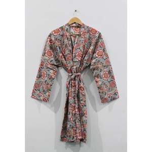 Bata Kimono Floral para Mujer, Estampado a Mano, 100% Algodón, Tejido Suave, Estilo Casual, Talla XS, para Familias, Lote al por Mayor - Product Image 4