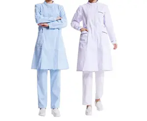 Oem özel logo tasarım kısa kollu uzun kollu cerrahi ceket kadın hemşireler tıbbi hemşireler için uzun ceket giyen