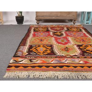 Tapis turc vintage, tapis Kilim 4x6,1 pieds, tapis persan rouge orangé - Product Image 5