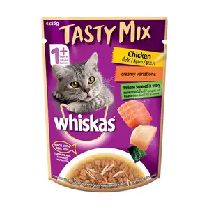 WHISKAS Tasty Mix Comida húmida para gatos, variações cremosas 4x 85g