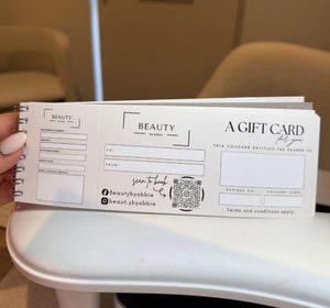 Buono Regalo Personalizzato per Salone di Bellezza, Carta Regalo con Logo Stampato per Tecnici di Ciglia e Unghie, Articoli di Cancelleria per Parrucchieri, Fisico Perforato - Product Image 3