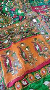 2025 Women's Luxury Embroidered <b>Silk</b> Shawl Heavy Mirror Work Chunari Duppata Printed Ethnic Style Wedding Shawl Customized Color - Product Image 5