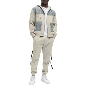 Ensemble de vêtements de sport coupe-vent 2 pièces respirant imprimé Colorblock Survêtement décontracté de couleur unie pour adultes Écologique pour le printemps - Product Image 5