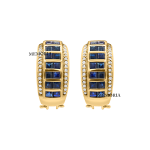 Precious Natural Blue Sapphire Gemstone 925 <b>Solid</b> Sterling <b>Silver</b> Handmade Vintage for Certified Bezel Setting Women <b>Earrings</b> - Product Image 2