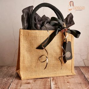Sac cadeau écologique 100% jute, couleurs et logo personnalisables, haute qualité, prix bas, motif de dessin animé sur toute la surface - Product Image 1