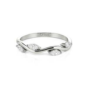 Bague en argent sterling avec moissanite taille marquise Jeulia Branch & Leaves - Product Image 1